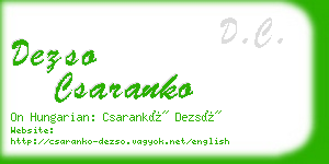 dezso csaranko business card